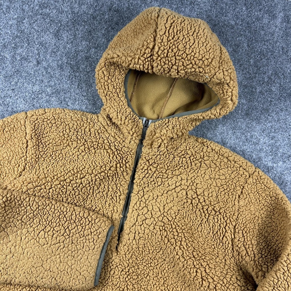 Backcountry Hoodie Mens Medium Brown‎ Sherpa Fleece 1/2 Zip Kangaroo Pocket Warm